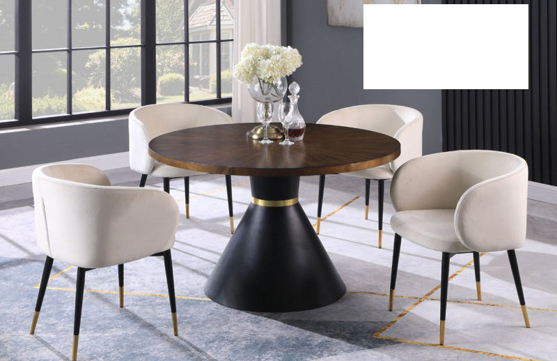 Mariano Furniture - HX009 - 5 Piece Dining Table Set in Cream/Oak - BM-HX009CR5 - GreatFurnitureDeal