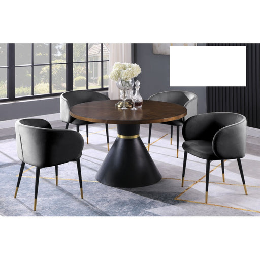 Mariano Furniture - HX009 5 Piece Round Dining Table Set - BM-HX009-GREY-5SET - GreatFurnitureDeal