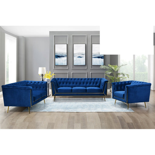 Mariano Furniture - HZ1926 3 Piece Sofa Set in Navy Blue - BM-HZ1926-BLUE - GreatFurnitureDeal