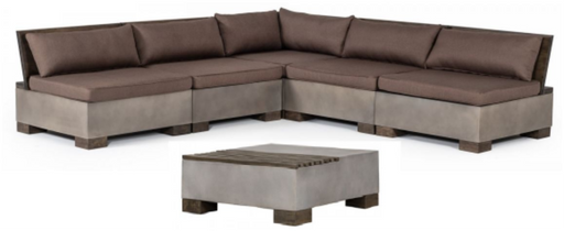 VIG Furniture - Modrest Delaware - Modern Concrete Modular Small Sectional Sofa Set with Square Coffee Table - VGLB-RIVI-SQR-SET2 - GreatFurnitureDeal