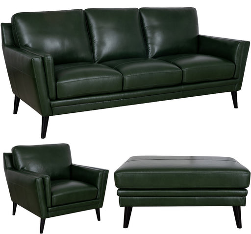 Mariano Italian Leather Furniture - Lauren 3 PC Living Room Set in Bottle Green - LAUREN-BOTTLE GREEN-SCO - GreatFurnitureDeal