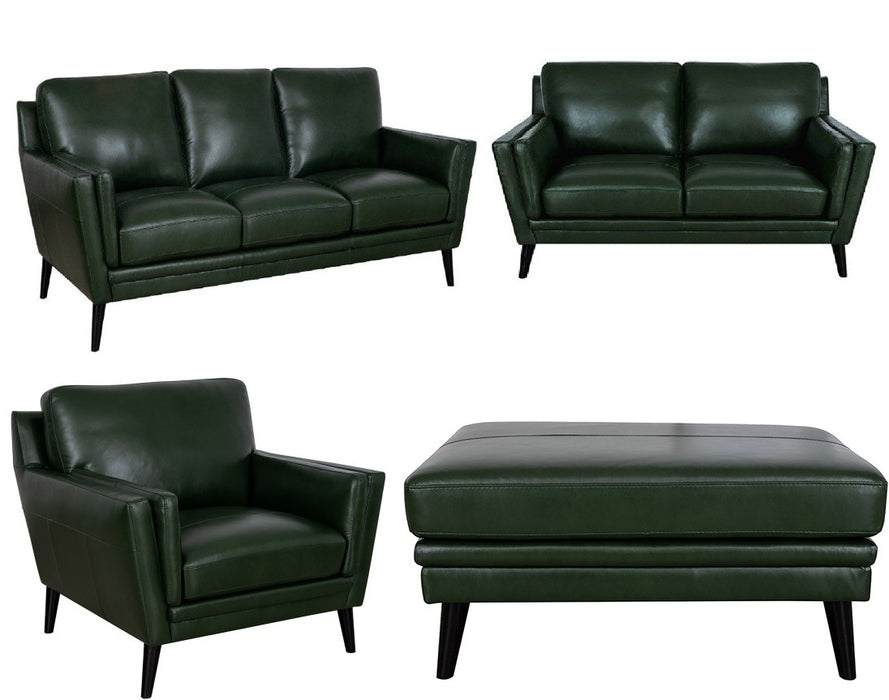 Mariano Italian Leather Furniture - Lauren 4 PC Living Room Set in Bottle Green - LAUREN-BOTTLE GREEN-SLCO - GreatFurnitureDeal