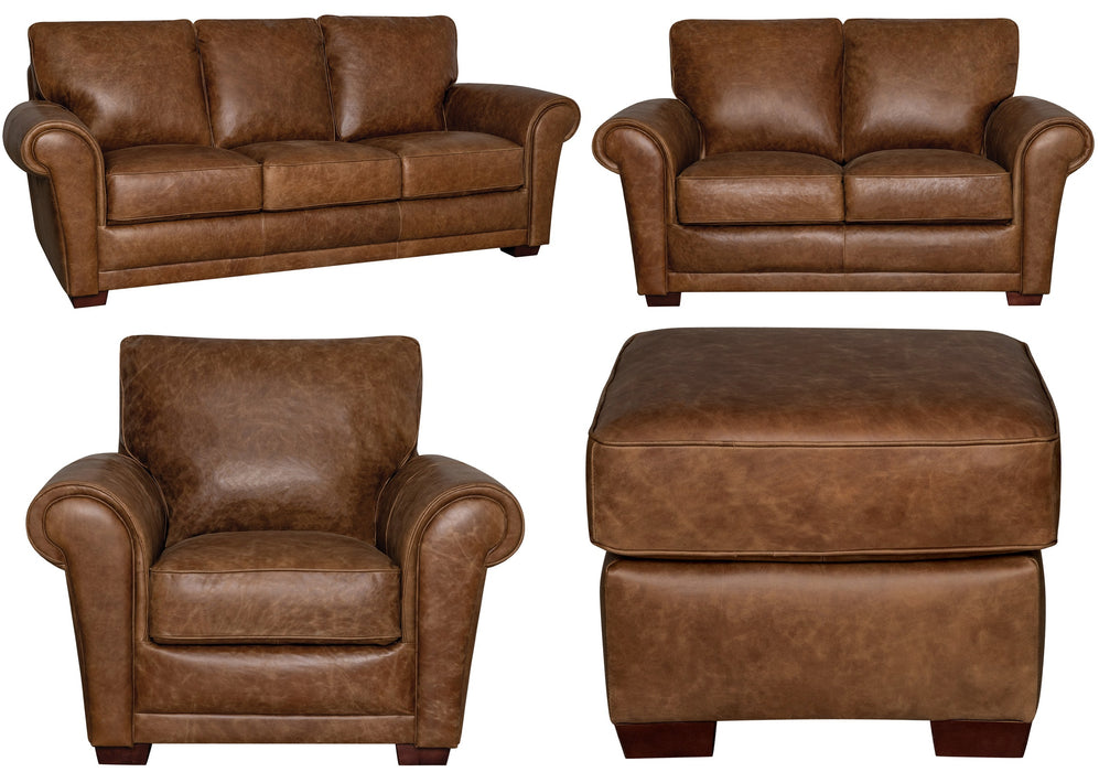 Mariano Italian Leather Furniture - Mark 4 PC Living Room Set in Cinnamon - Mark-CINNAMON-SLCO - GreatFurnitureDeal