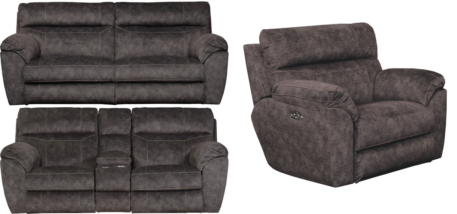 Catnapper - Sedona 3 Piece Power Headrest w-Lumbar Power Reclining Living Room Set in Smoke - 762221-762229-762220-7-SMOKE