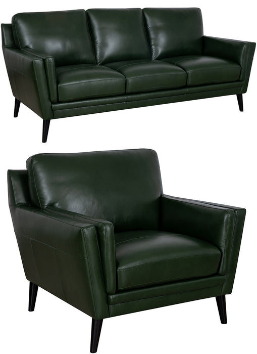 Mariano Italian Leather Furniture - Lauren 2 PC Sofa Set in Bottle Green - LAUREN-BOTTLE GREEN-SC - GreatFurnitureDeal