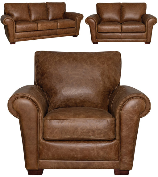 Mariano Italian Leather Furniture - Mark 3 PC Living Room Set in Cinnamon - Mark-CINNAMON-SLC - GreatFurnitureDeal