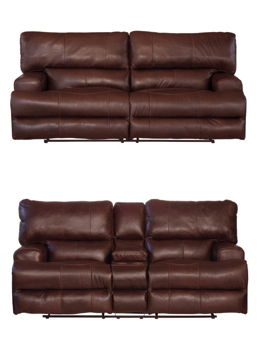 Catnapper - Wembley 2 Piece Power Reclining Sofa Set with Power Headrest & Power Lumbar in Walnut - 764581-764589-WALNUT