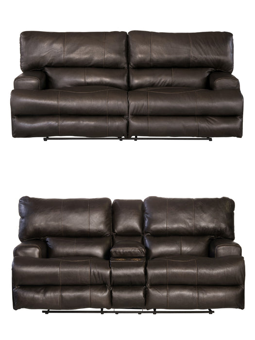 Catnapper - Wembley 2 Piece Lay Flat Reclining Sofa Set in Steel - 4581-STEEL-2SET