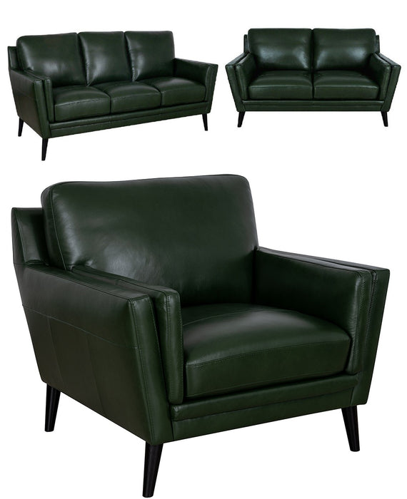 Mariano Italian Leather Furniture - Lauren 3 PC Living Room Set in Bottle Green - LAUREN-BOTTLE GREEN-SLC - GreatFurnitureDeal