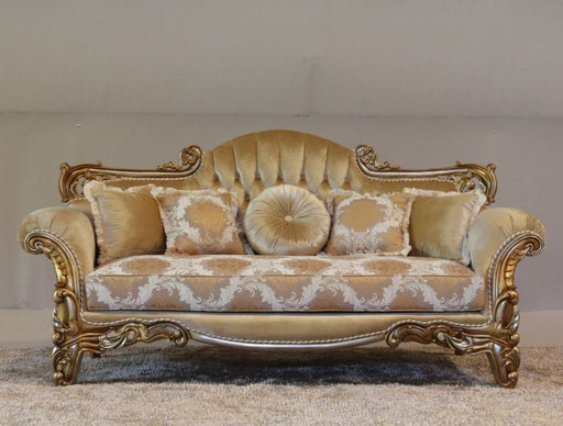 European Furniture - Alexsandra Luxury Sofa in Golden Brown -Antique Silver - 43553-S - GreatFurnitureDeal