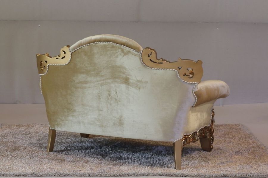 European Furniture - Alexsandra Luxury Loveseat in Golden Brown - Antique Silver - 43553-L - GreatFurnitureDeal