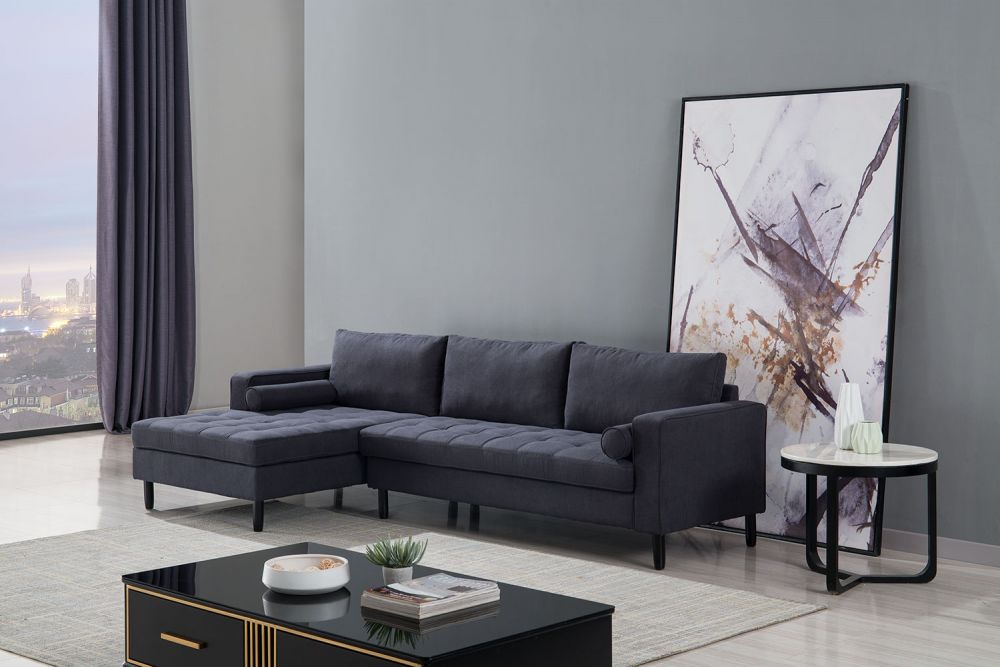 American Eagle Furniture - AE-LD826R Dark Gray Velvet Right Sitting Sectional Sofa set - AE-LD826R - GreatFurnitureDeal