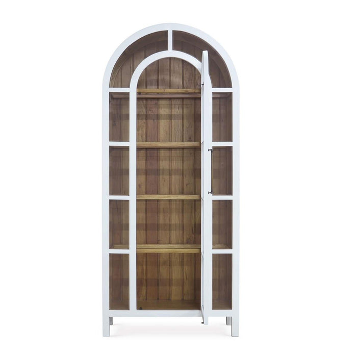 Bramble - Vannes Display Cabinet w/ Glass Shelves in True White w/ Driftwood Interior - 28221TRW-DRW--- - GreatFurnitureDeal