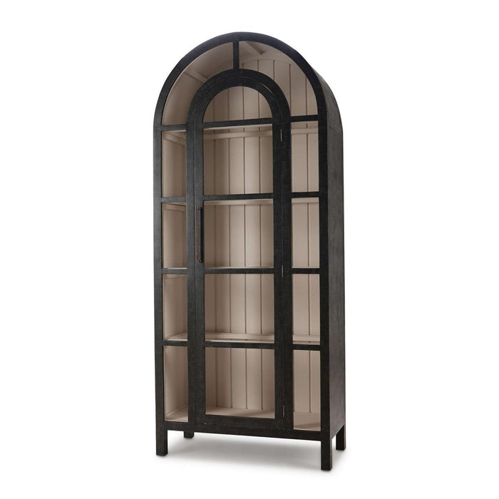 Bramble - Vannes Display Cabinet w/ Glass Shelves in Vintage Black w/ Putty Interior - 28221VGB-PUT--LDT - GreatFurnitureDeal