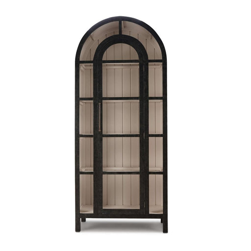 Bramble - Vannes Display Cabinet w/ Glass Shelves in Vintage Black w/ Putty Interior - 28221VGB-PUT--LDT - GreatFurnitureDeal