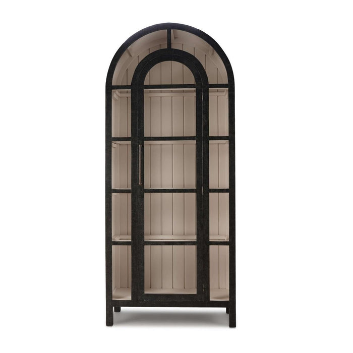 Bramble - Vannes Display Cabinet w/ Glass Shelves in Vintage Black w/ Putty Interior - 28221VGB-PUT--LDT - GreatFurnitureDeal