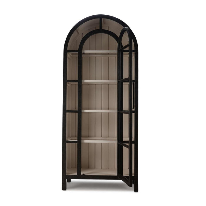 Bramble - Vannes Display Cabinet w/ Glass Shelves in Vintage Black w/ Putty Interior - 28221VGB-PUT--LDT - GreatFurnitureDeal