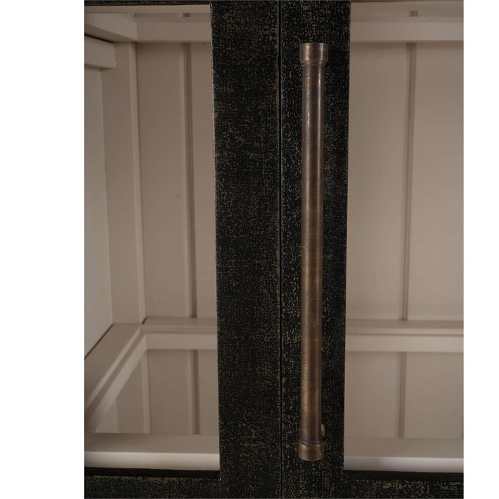 Bramble - Vannes Display Cabinet w/ Glass Shelves in Vintage Black w/ Putty Interior - 28221VGB-PUT--LDT - GreatFurnitureDeal