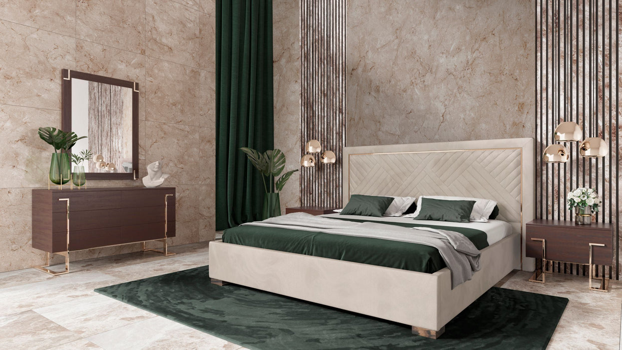 VIG Furniture - Modrest Corrico Modern Off White and Champagne Gold Queen Bedroom Set - VGVCBD1906-19-SET-Q