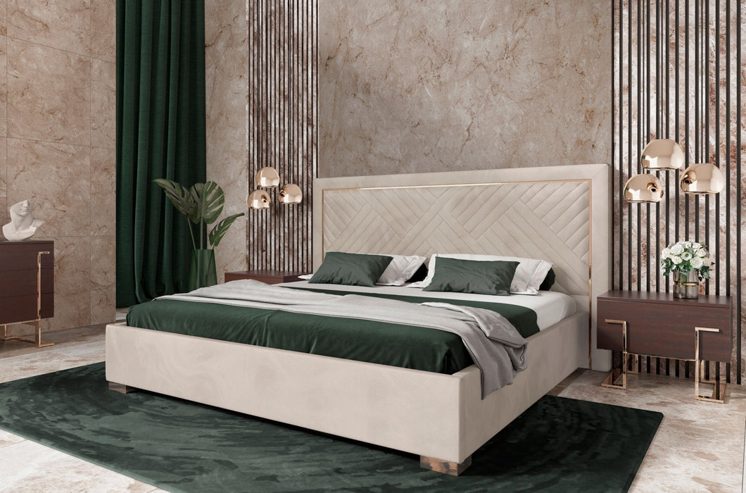 VIG Furniture - Modrest Corrico Off White Velvet Modern Queen Bed - VGVCBD1906-19-BED-Q - GreatFurnitureDeal