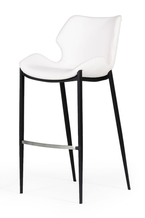 VIG Furniture - Modrest Ithaca Modern White Leatherette Bar Stool (Set of 2) - VGHR5409B-WHT