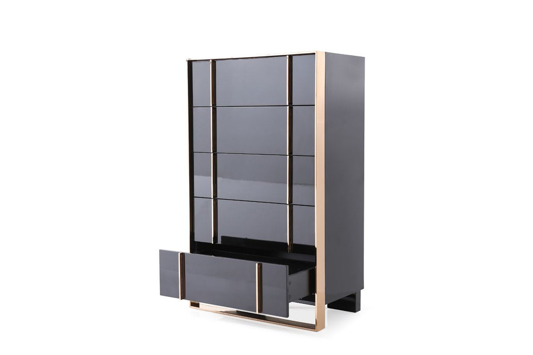 VIG Furniture - Nova Domus Cartier Modern Black & Rosegold Chest - VGVCJ-A002-5H