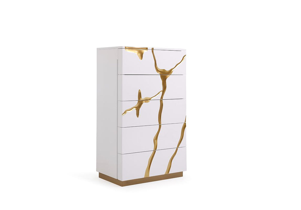 VIG Furniture - Modrest Aspen Modern White & Gold Chest - VGVCJ1801-5H-WHT