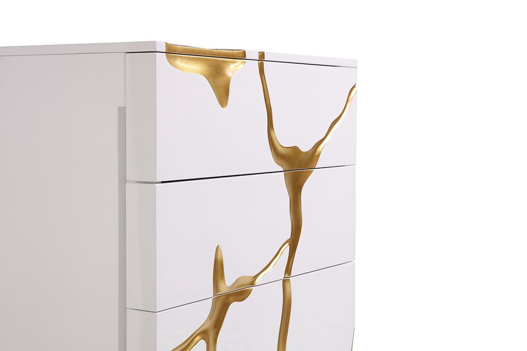 VIG Furniture - Modrest Aspen Modern White & Gold Chest - VGVCJ1801-5H-WHT - GreatFurnitureDeal