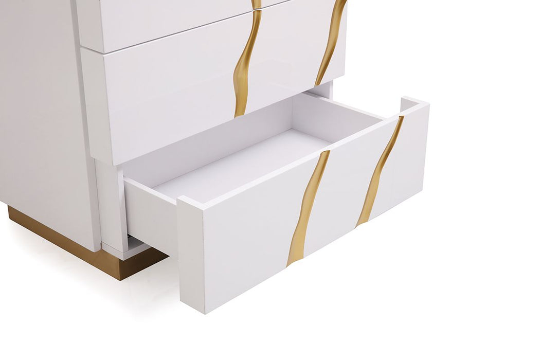 VIG Furniture - Modrest Aspen Modern White & Gold Chest - VGVCJ1801-5H-WHT - GreatFurnitureDeal