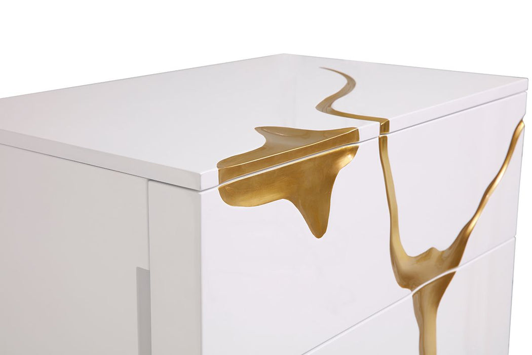 VIG Furniture - Modrest Aspen Modern White & Gold Chest - VGVCJ1801-5H-WHT