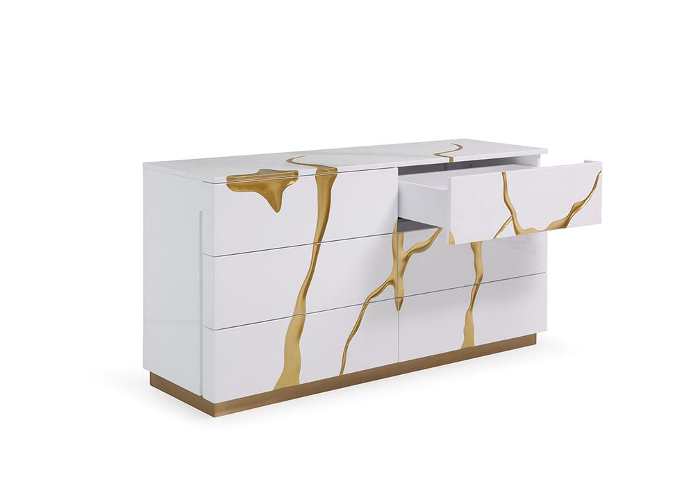 VIG Furniture - Modrest Aspen Modern White & Gold Dresser - VGVCJ1801-D-WHT