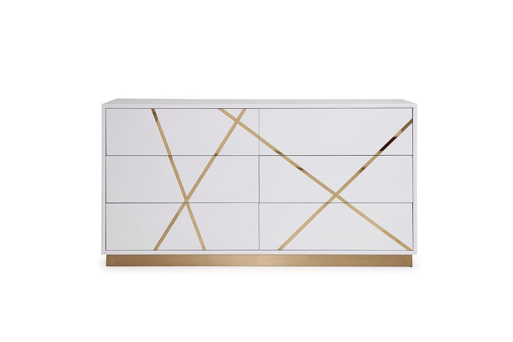 VIG Furniture - Modrest Nixa Modern White & Gold Dresser - VGVCJ1909-D-WHT