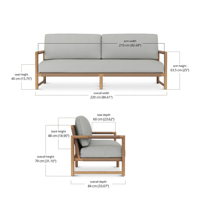 Bramble - Jackson 3 Seater w/ Seat & Back Cushions - Outdoor Teak - 40236T3U05QDF--- - GreatFurnitureDeal