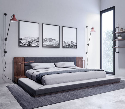 VIG Furniture - Nova Domus Jagger Modern Dark Grey & Walnut Eastern King Bed - VGMABR-55-BED-EK - GreatFurnitureDeal