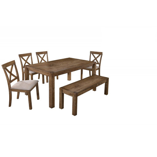 Mariano Furniture - Janet 6 Piece Dining Table Set in Natural Oak - BM-JANETDSET - GreatFurnitureDeal