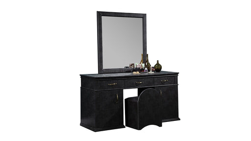 American Eagle Furniture - JT006 Dark Gray Fabric Vanity with Stool - JT006-DG - GreatFurnitureDeal
