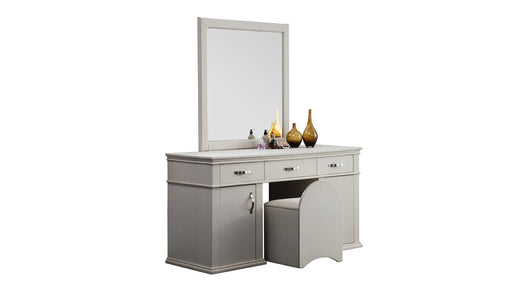 American Eagle Furniture - JT008 Cream Fabric Vanity with Stool - JT008-CRM - GreatFurnitureDeal