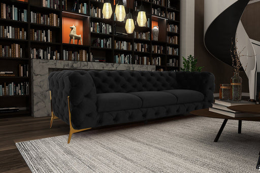 VIG Furniture - Divani Casa Quincey Transitional Black Velvet Sofa - VGKNK8520-SOFA-BLK - GreatFurnitureDeal