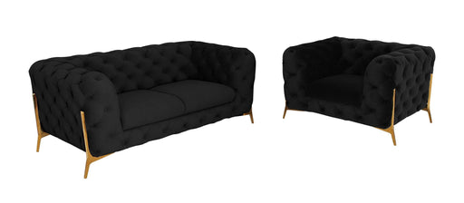VIG Furniture - Divani Casa Quincey - Transitional Black Velvet Sofa Set - VGKNK8520-SET-BLK - GreatFurnitureDeal