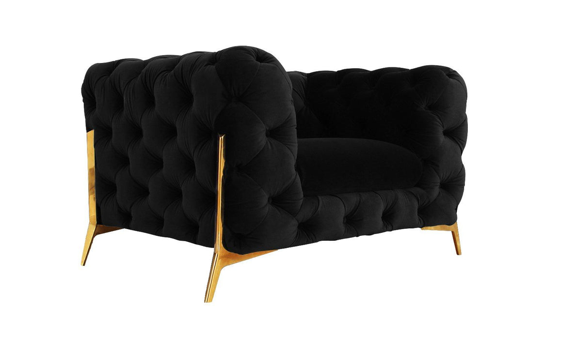 VIG Furniture - Divani Casa Quincey - Transitional Black Velvet Sofa Set - VGKNK8520-SET-BLK - GreatFurnitureDeal