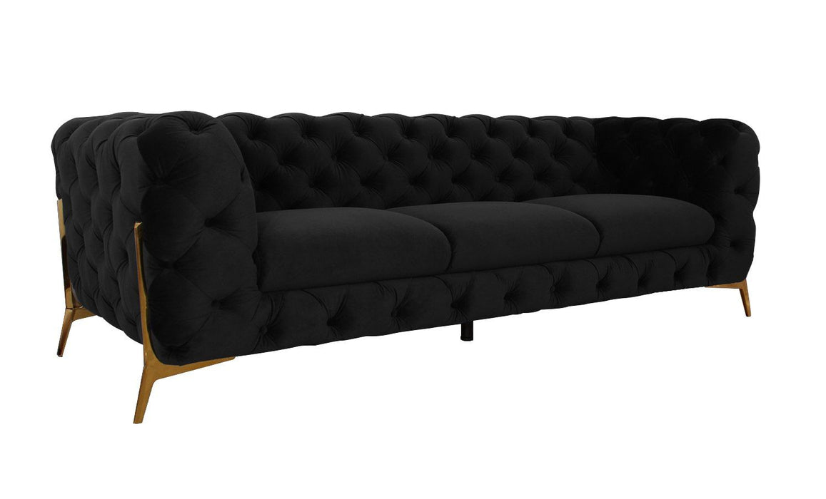 VIG Furniture - Divani Casa Quincey Transitional Black Velvet Sofa - VGKNK8520-SOFA-BLK