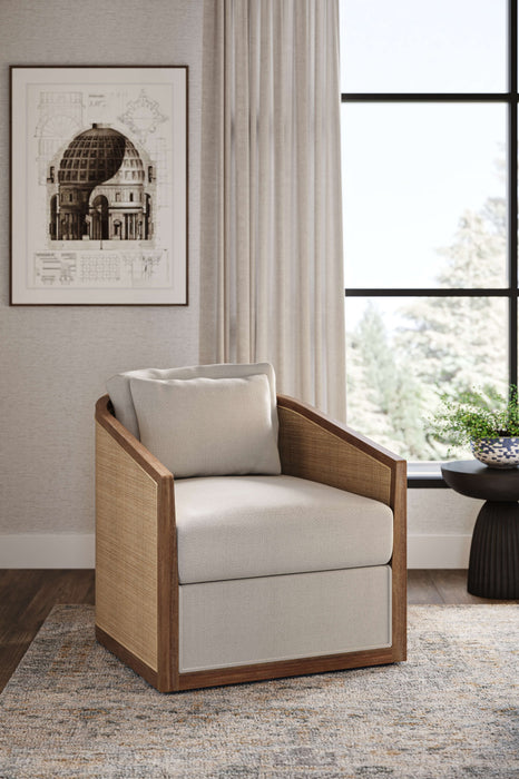 Bramble - Willis Swivel Chair w/ Mahogany Frame & Rattan - 28255 STW SF227 RNAT - GreatFurnitureDeal