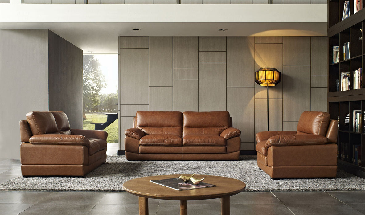 VIG Furniture - Divani Casa Kendrick Traditional Modern Cognac Leather Sofa Set - VGBNS-1806-BRN-SET