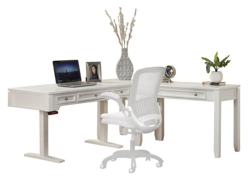 Parker House - Boca 3 Piece Power Lift L Shape Desk in Cottage White - BOC-3PC-LIFT-LDESK - GreatFurnitureDeal