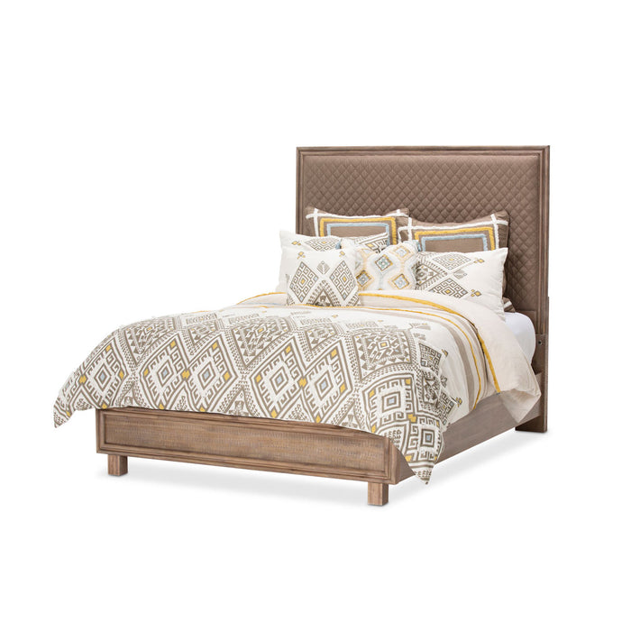 AICO Furniture - Hudson Ferry Queen Diamond-Quilted Tufted Panel Bed in Driftwood - KI-HUDF012QNB-216 - GreatFurnitureDeal