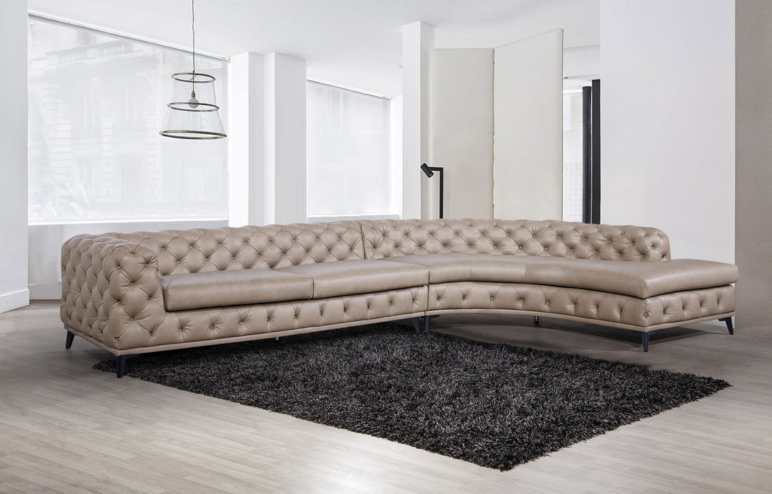 VIG Furniture - DIvani Casa Kohl Contemporary Tan RAF Curved Shape Sectional Sofa w/ Chaise - VGEV2179-TAN-RAF-SECT