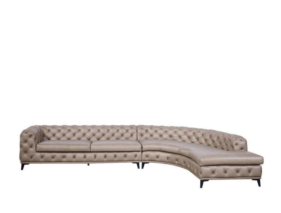 VIG Furniture - DIvani Casa Kohl Contemporary Tan RAF Curved Shape Sectional Sofa w/ Chaise - VGEV2179-TAN-RAF-SECT - GreatFurnitureDeal
