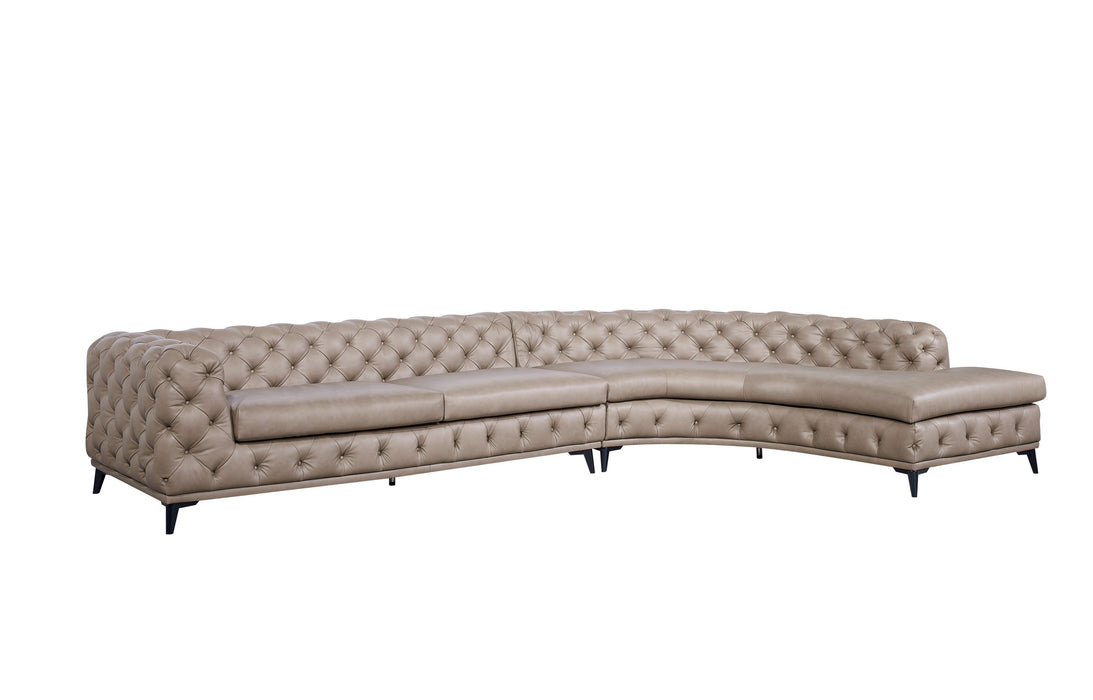 VIG Furniture - DIvani Casa Kohl Contemporary Tan RAF Curved Shape Sectional Sofa w/ Chaise - VGEV2179-TAN-RAF-SECT