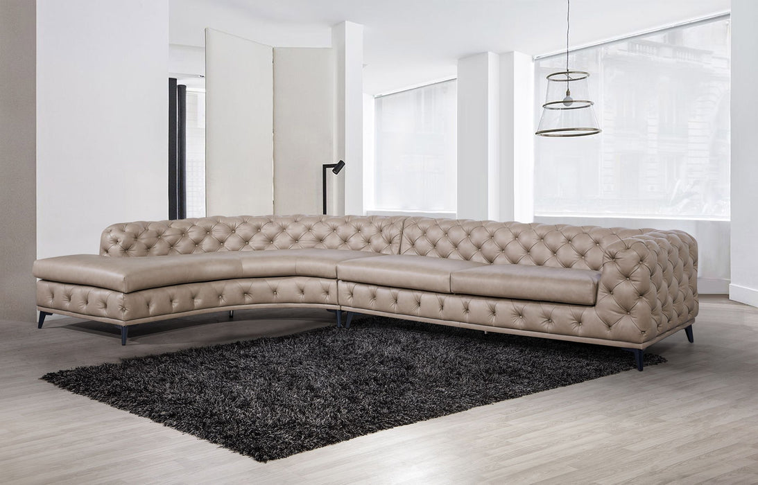 VIG Furniture - DIvani Casa Kohl Contemporary Tan LAF Curved Shape Sectional Sofa w/ Chaise - VGEV2179-TAN-LAF-SECT - GreatFurnitureDeal