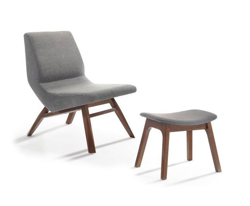 VIG Furniture - Modrest Whitney Modern Grey & Walnut Accent Chair & Ottoman - VGMAMI-558-GRY - GreatFurnitureDeal